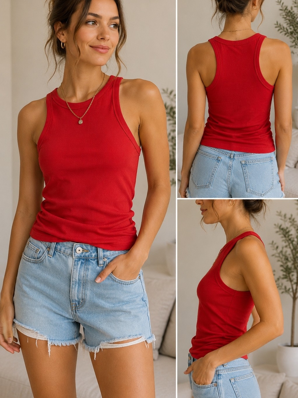 NWT OGL Red Ribbed Racerback Tank Top